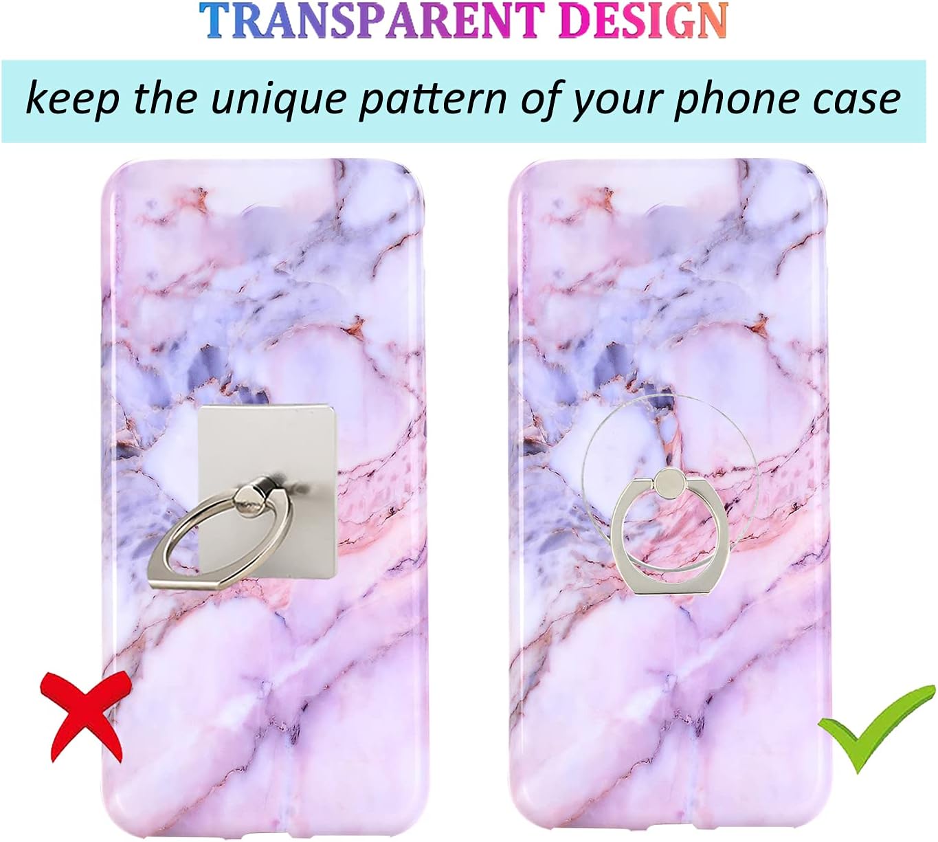 Transparent Circular Cell Phone Ring Holder Kickstand,Clear Phone Finger Ring Grip Stand for Phones,Pad