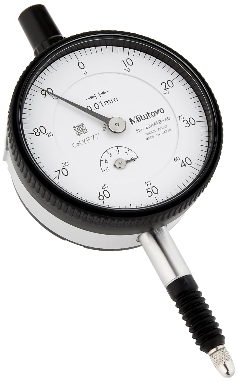 Mitutoyo 2044AB-60 Dial Indicator DG 0.01 Grad, 0-5mm Range