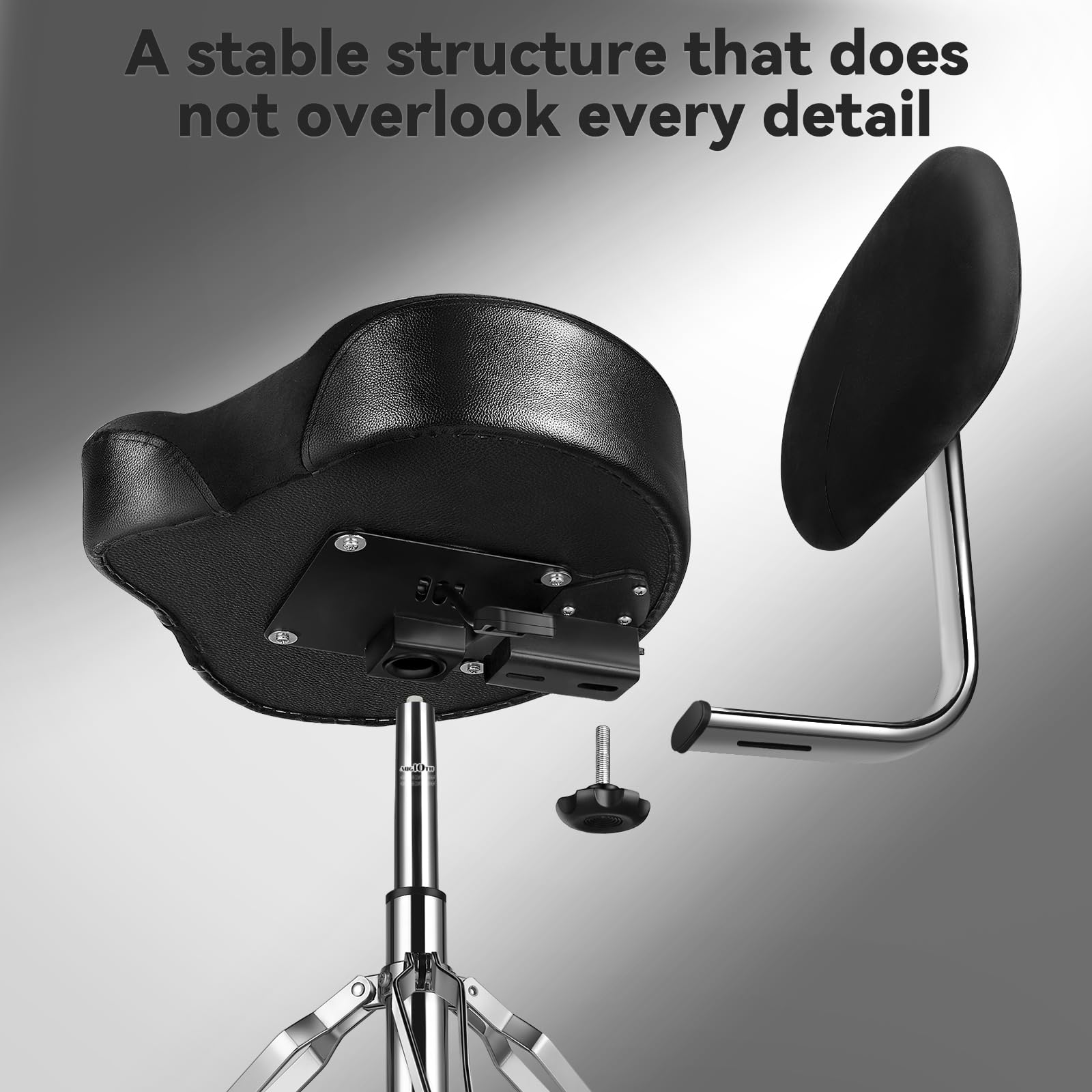 Drum Throne con schienale imbottito sedia per tamburo idraulico regolabile in altezza sgabello per batteria con bassi stabili Comodo sedile per batteria in memory foam per batteristi adulti