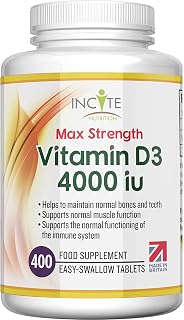Vitamin D 4000iu - 400 Premium Vitamin D3 Easy-Swallow Micro Tablets - One a Day High Strength Cholecalciferol VIT D3 - Vegetarian Supplement - Made in The UK by Incite Nutrition