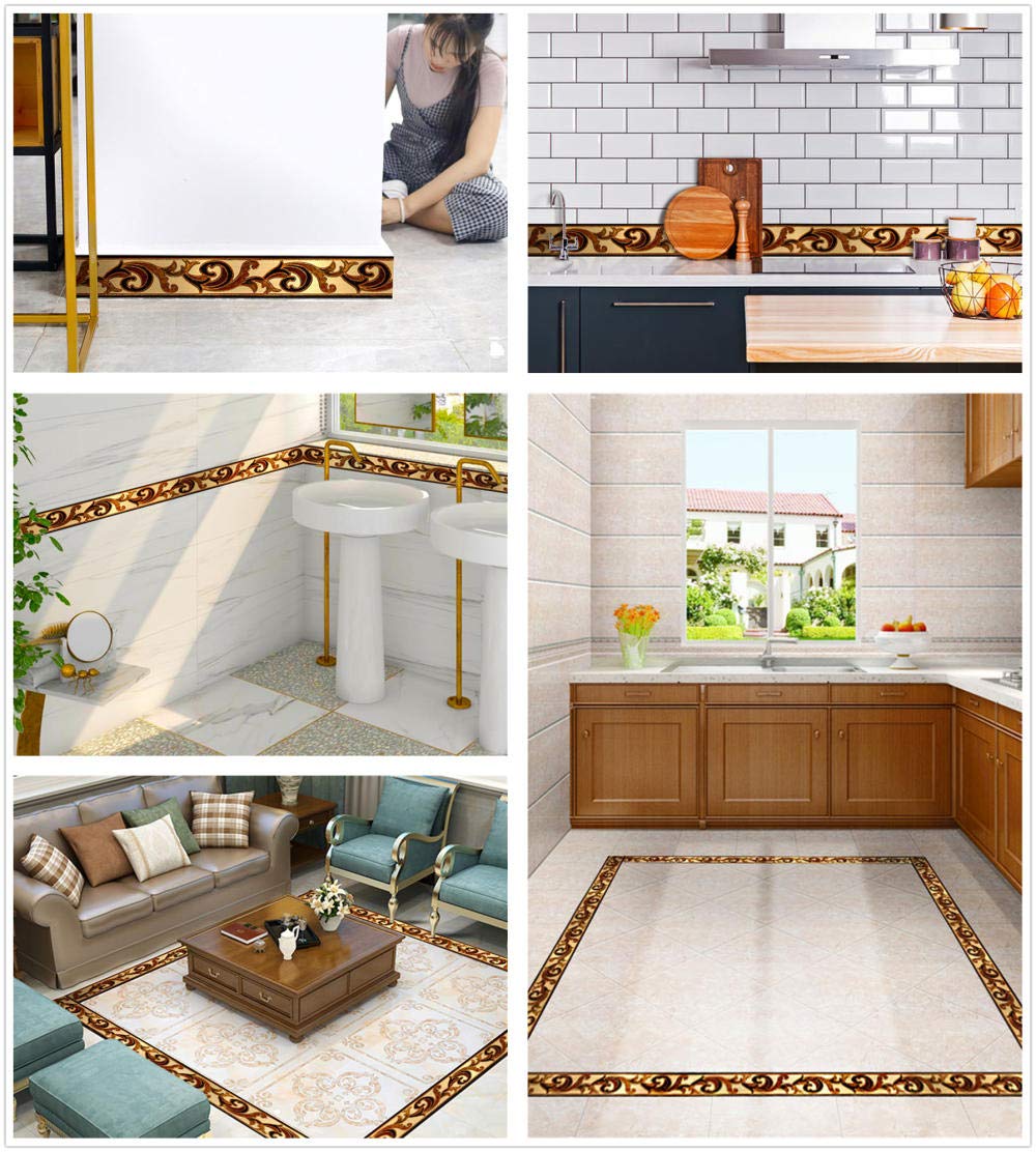 Cenefa Adhesiva Para Cocina Y Baño - PVC Autoadhesivo, 8 Cm X 10 M, Diseño ébano, Extraíble, Impermeable Y Fácil De Limpiar