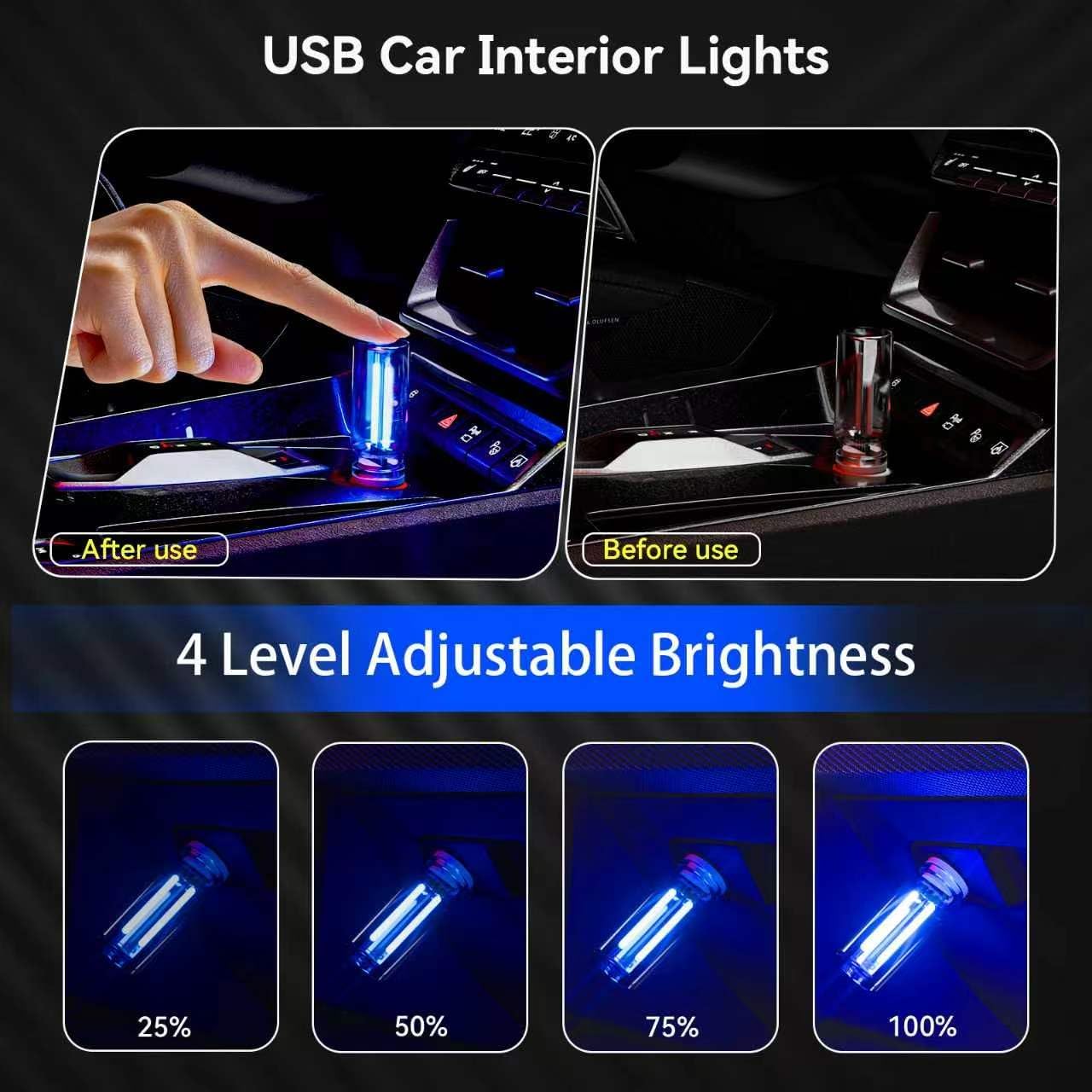 4 PCS USB Night Light Bulb, Touch Dimmable Retro Car Interior Ambient Light image 3