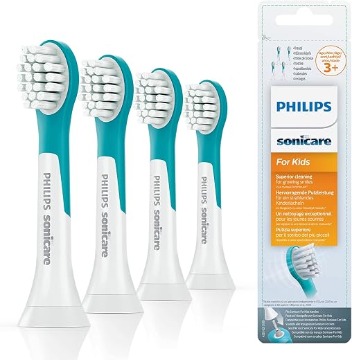 Philips Sonicare for Kids Original Compact Schallzahnbürstenköpfe – 4er-Pack (Modell HX6034/33)