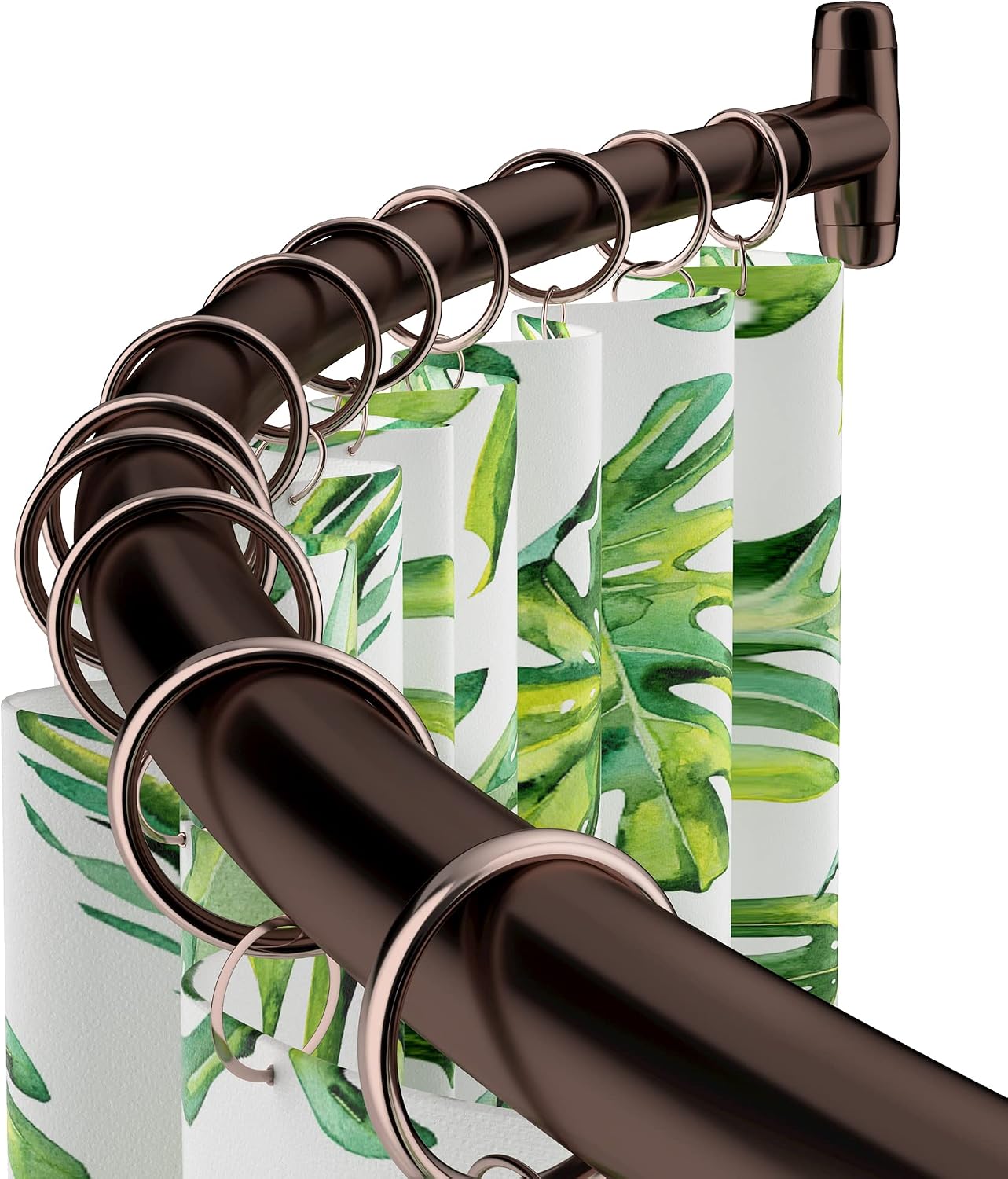 HBlife Curved Shower Curtain Rod Adjustable Shower Rod 41 to 72 Inches for Bathroom Rustproof Stainless Steel Shower Curtain Rod, Bronze