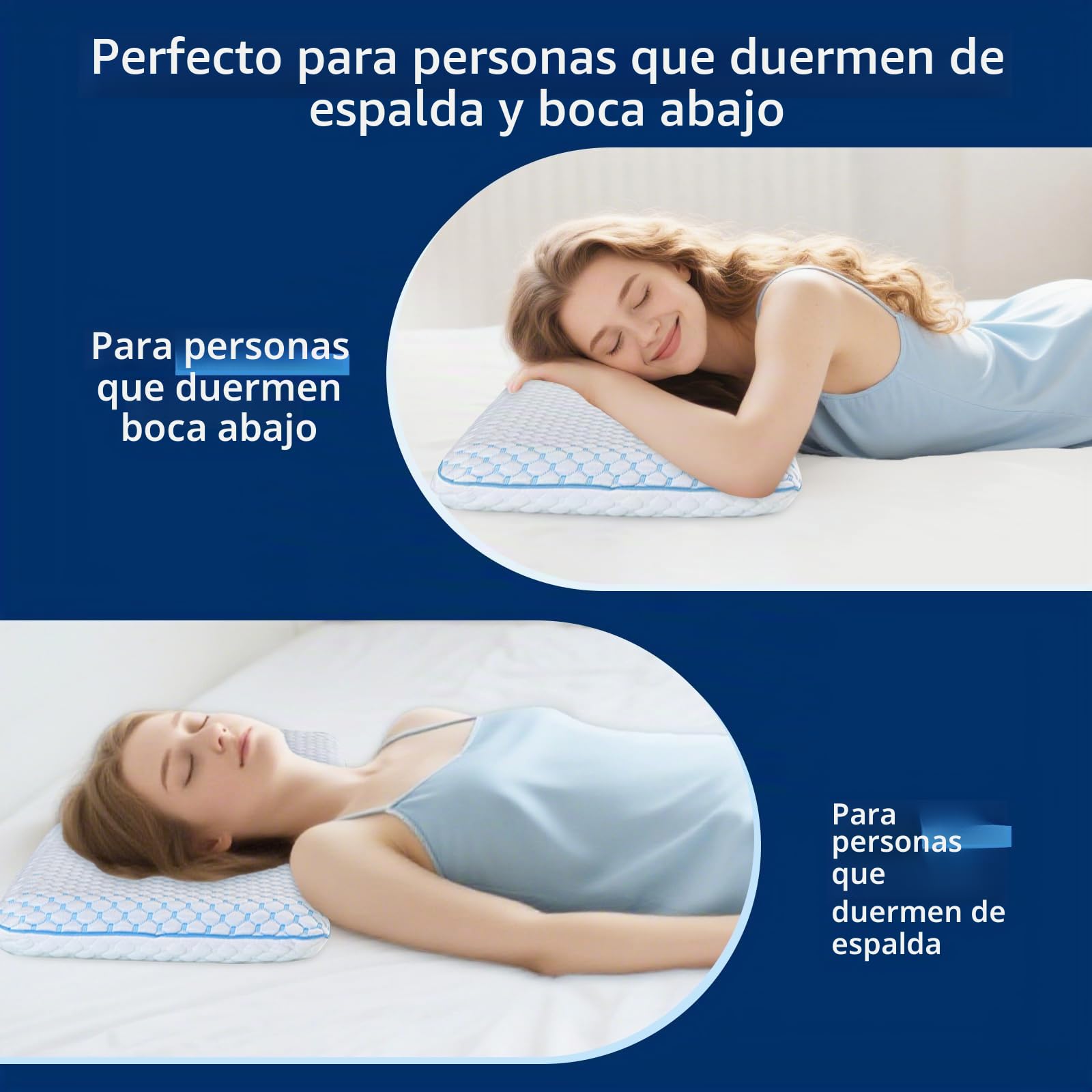Almohada de Espuma viscoelástica Ultra Fina para Dormir de estómago y Espalda, Almohadas Planas de Perfil bajo con Funda de Tela de bambú, Lavable para Dormir