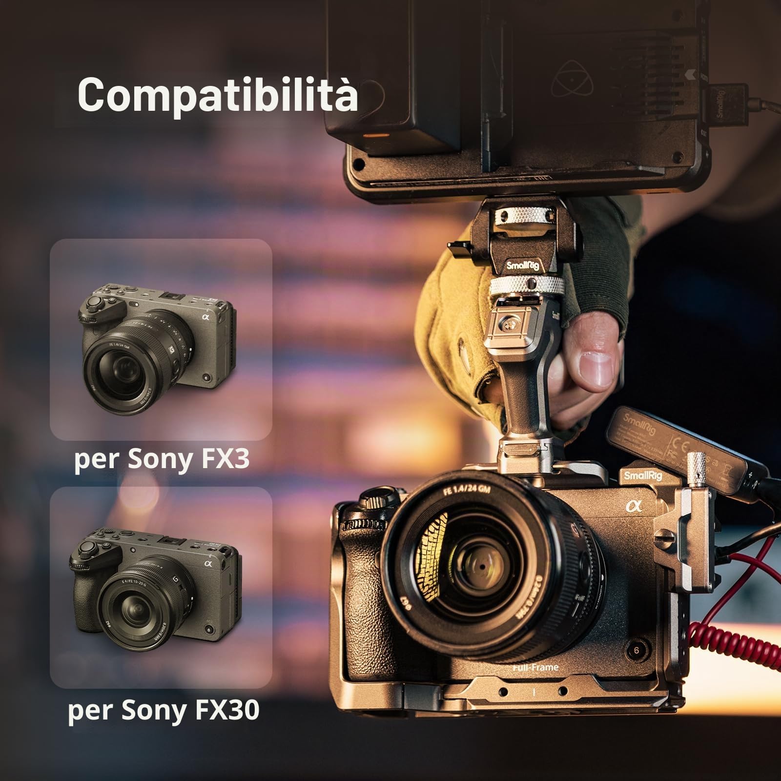 SMALLRIG FX3/FX30 HawkLock Quick Release Cage Kit per Sony FX3 / FX30 con Morsetto per Cavi, Design Modulare Compatibile con Impugnatura XLR Originale, QR Plate Integrato per Arca - 4770