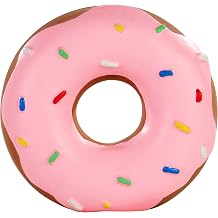 Tamu style Donut Dog Toy, Squeaky Latex Play Toy for Small and Medium Dogs, 4 Inch Hand-Painted Design