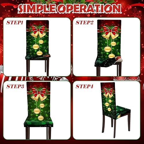 Miniatura 5 de Moukeren Fundas protectoras para sillas de Navidad, elásticas, extraíbles y lavables, para el hogar, hotel, comedor, banquete, boda, fiesta (rojo, 4