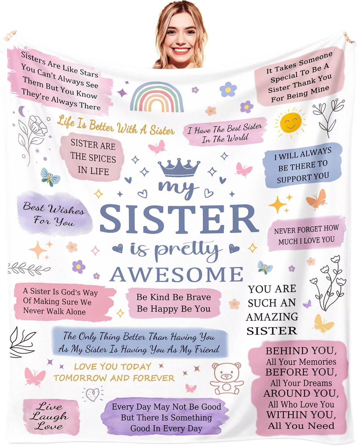 Best Sister Blanket Gifts for Women | Personalized Special Friendship Birthday Presents Ideas for Her Bestie Friend, to My Sis Flannel Throw on Christmas Wedding Graduation, 150X130CM — image 1