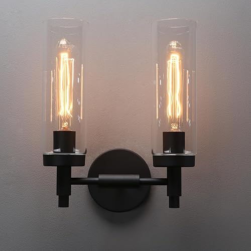 Miniatura 13 de Phansthy Lámpara de pared industrial rústica con pantalla tubular de vidrio transparente de 3.14 pulgadas/8cm (aplique individual antiguo)