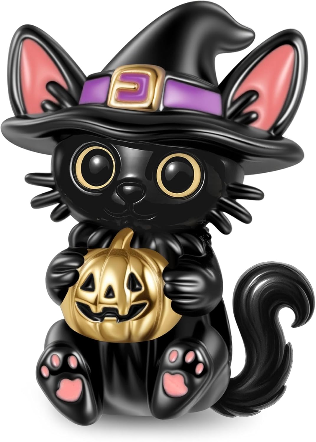 GNOCE Halloween Black Cat Wizard Embrace Pumpkin Charm Bracelet for Women, S925 Sterling Silver Dangle Charms for Women Wife, Valentine‘s Day, Mother’s Day Jewelry