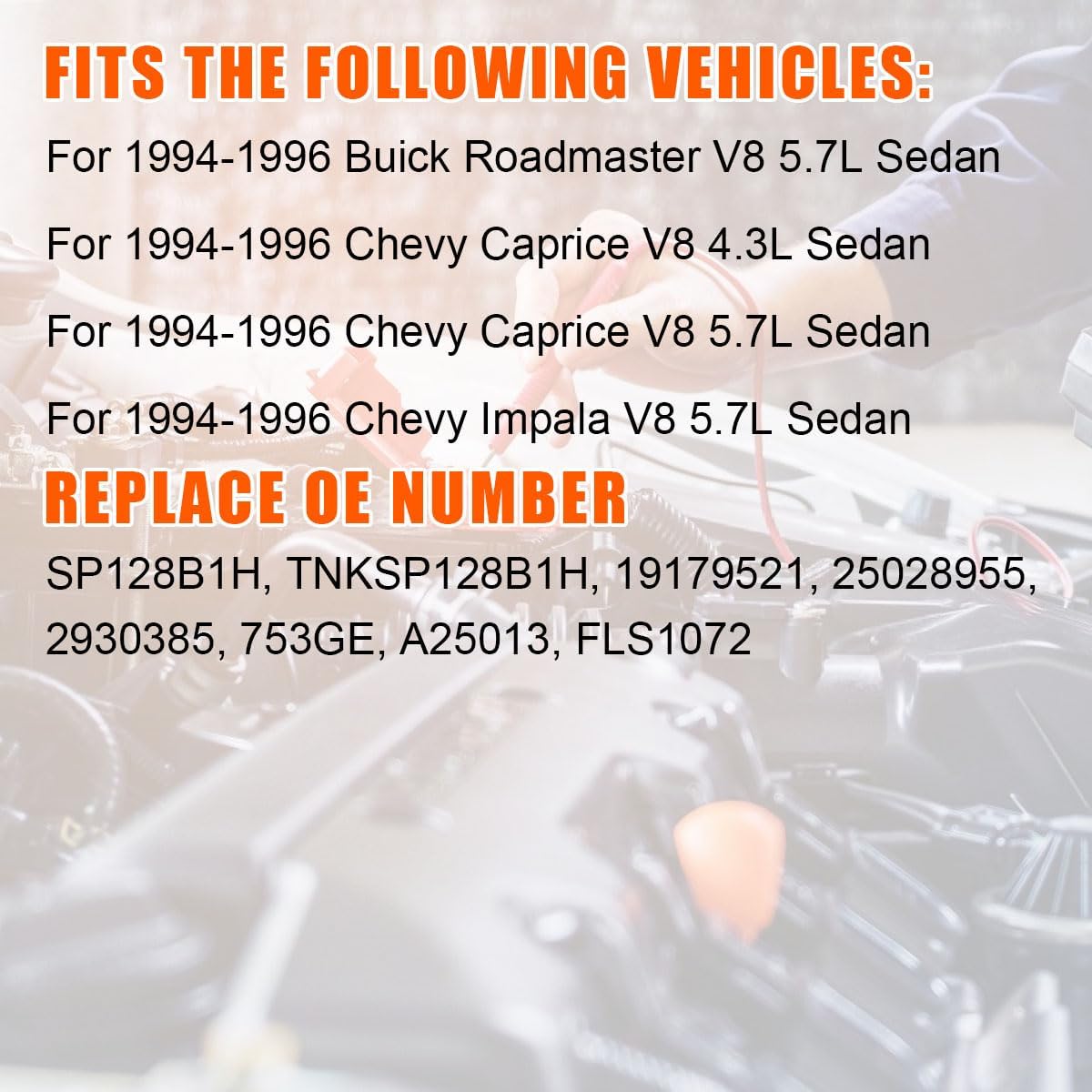 SP128B1H Electric Fuel Pump Assembly, For Roadmaster Caprice Impala 1994-1996 V8 4.3L/5.7L Sedan, Replace OE# A25013, FLS1072