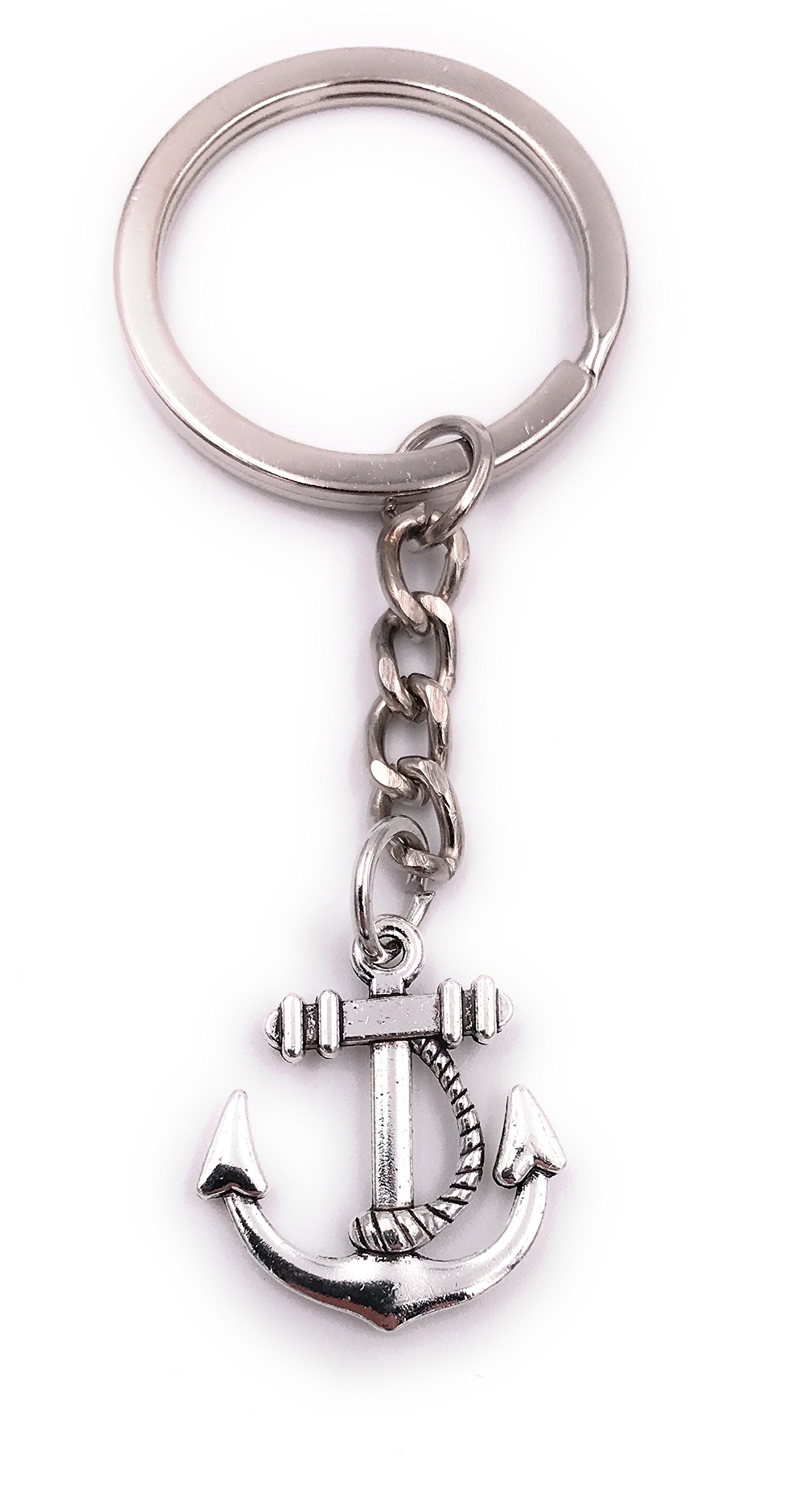 H-Customs Anchor with loop Keychain pendant silver metal