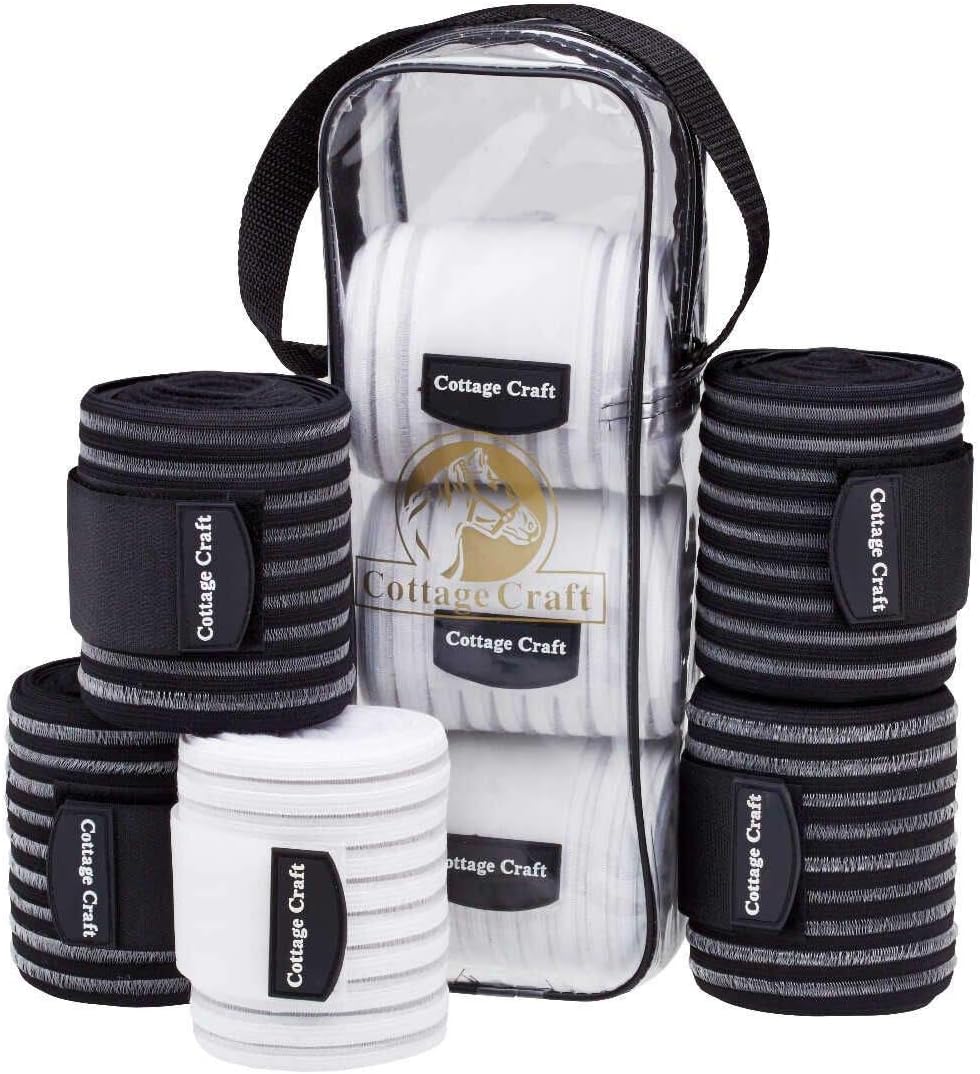 Elastic/Fleece Combo Bandages (Pack Of 4) (One Size) (Black)