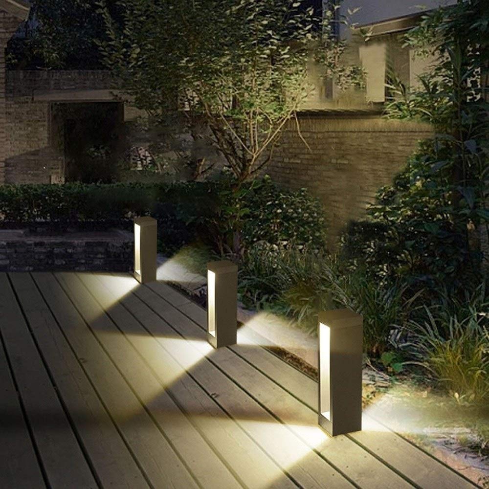Lámpara de Poste Cuadrada LED de 10W para Exteriores, luz de estigma de Aluminio a Prueba de Lluvia, lámpara de Columna de bolardo de césped de 40cm para Villa, Porche, jardín, Patio, Camino, Calle