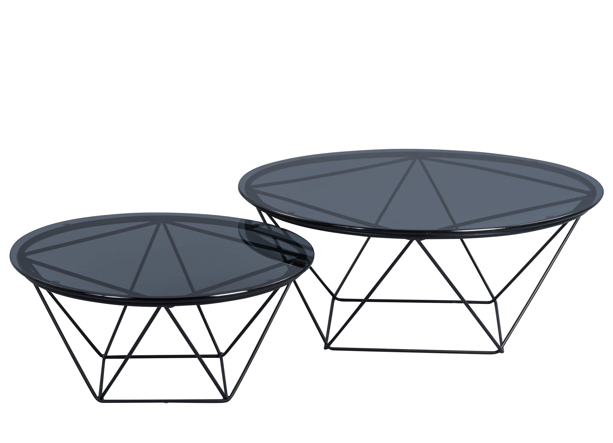 M2 Kollektion Nairo 2 Couchtisch/Beistelltisch, Glas, grau, Durchmesser 90cm, Höhe 36cm