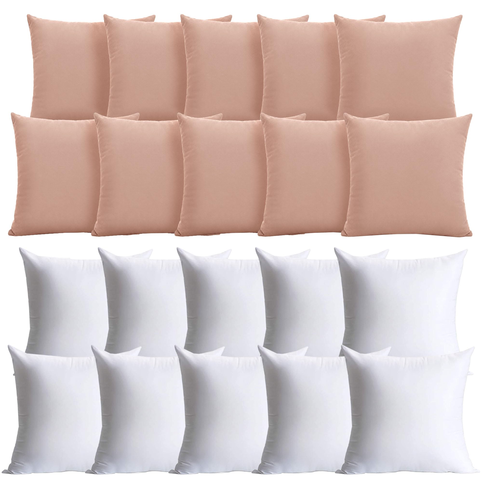 Hafaa Peach Cushions With Covers Included Pack Of 10, 40 X 40 Cm Soft Microfiber Cushions, Decorative Throw Pillows With Hidden Zip Closure For Sofa, Bed, Living Room & Home Décor