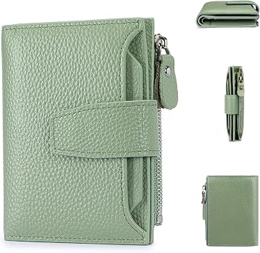 Small Wallet for Women RFID Leather Bifold Credit Card Holder Green