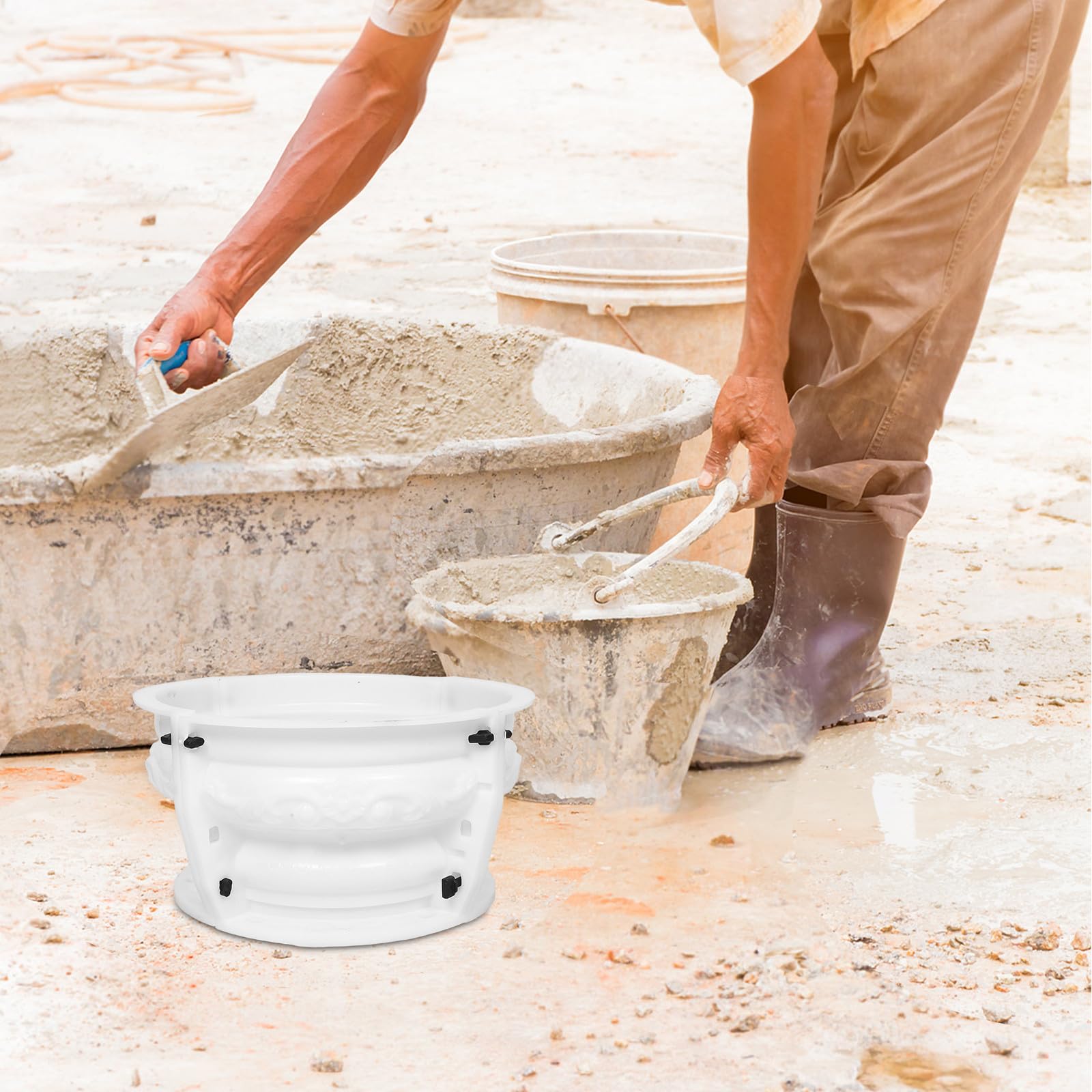 PLAFOPE Molde de Columna Redonda para Hormigón de 30 Cm, Molde de Capitel y Base para Decoración de Jardines, Plástico Resistente para Uso al Aire Libre