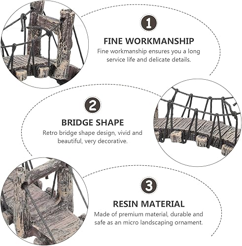 Miniatura 3 de 2 piezas de decoración de puente en miniatura de resina para jardín de cuento de hadas, paisaje, jardinería, adornos, decoración elegante para el