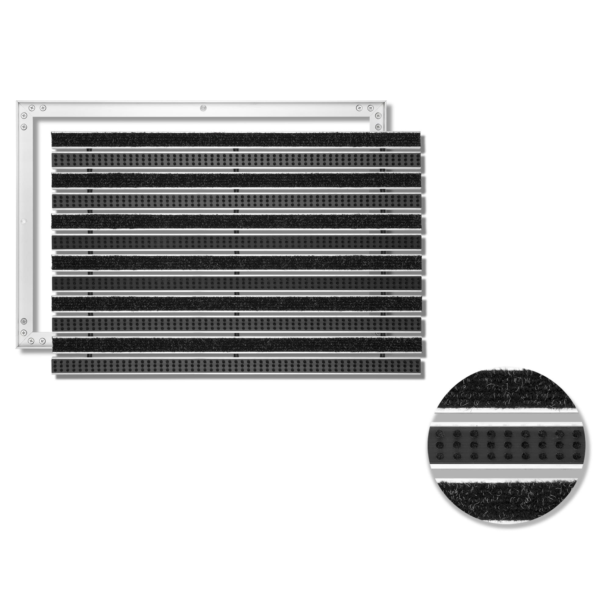 Eingangsmatte für Innen & Außen mit Bürste & Rips I Alu Türmatte in Fliesen I Einbau Fußmatte im Boden versenkt mit Rahmen Anthrazit 60 x 40 cm