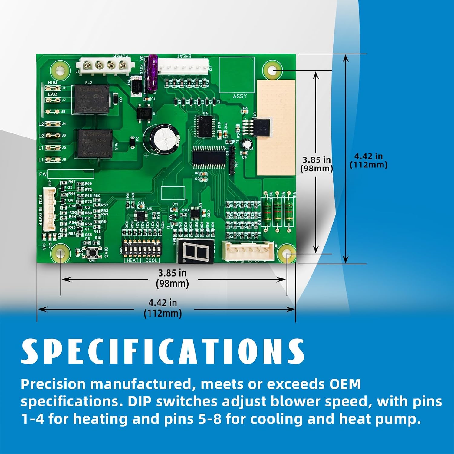 1006801R Control Board Compatible with Nordyne Intertherm Revolv Miller E7 & B6 Series Electric Furnace,supporting EHEAT, FSHE, Single Stage # 1006800/1