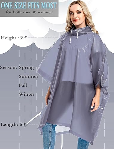 Miniatura 4 de Borogo Paquete de 2 ponchos de lluvia para adultos, reutilizables, impermeables, de supervivencia, emergencia, resistente, con capucha con cordón