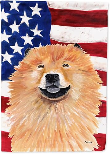 Miniatura 112 de Caroline's Treasures SS4017GF Bandera de Estados Unidos con Bulldog Inglés para jardín, bandera decorativa para patio exterior, patio, parterres,