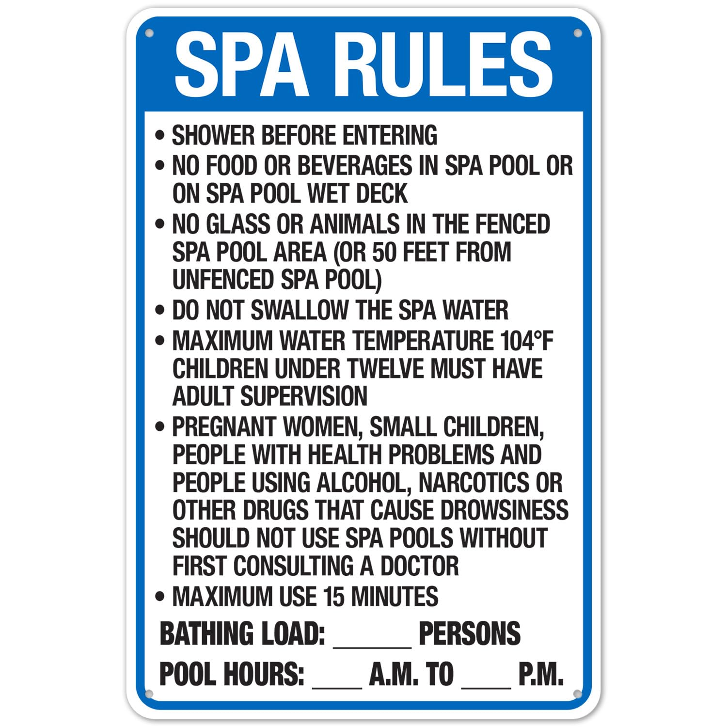 Indoor Leisure Venue Universal Safety Standard Metal Sign Entertainment Club Decor 12x8 Inch