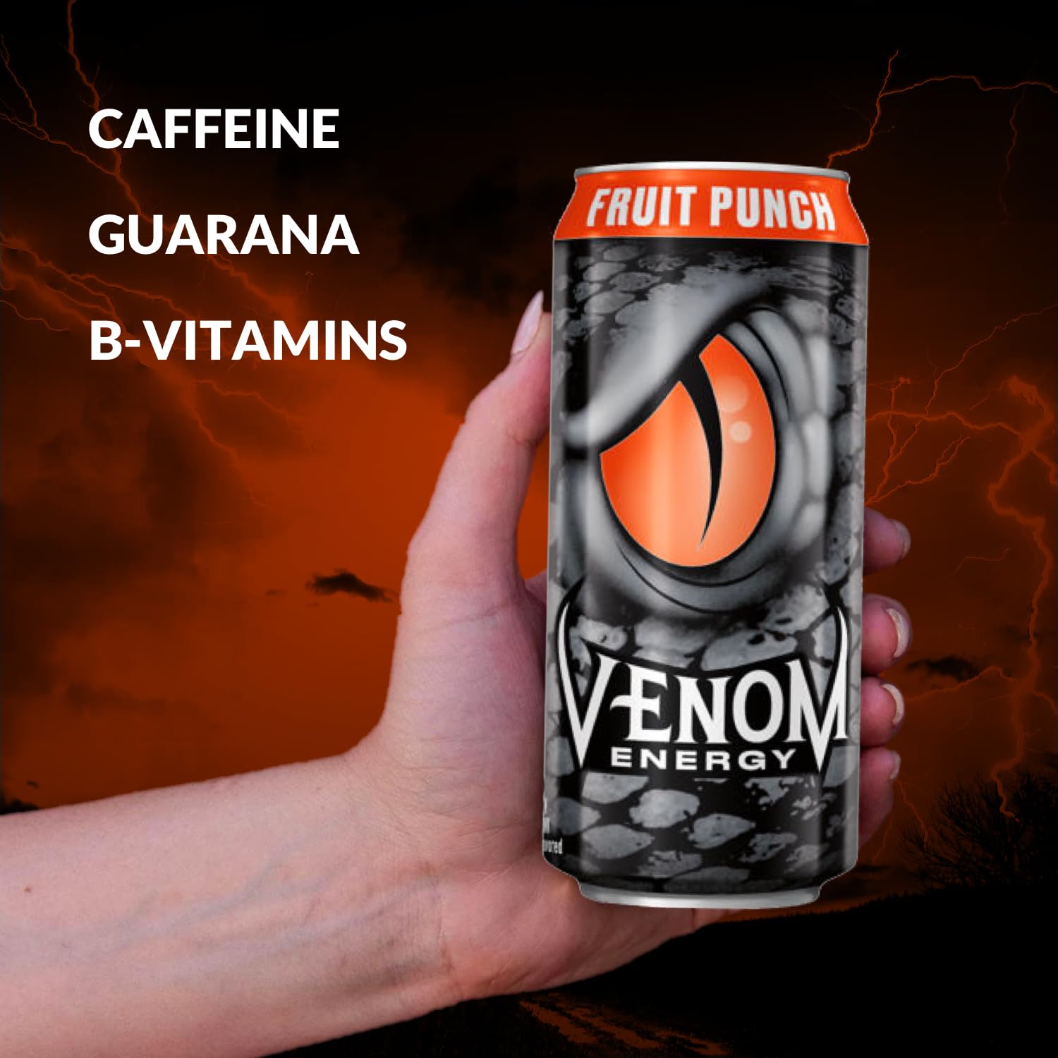 Venom Energy Drink, Fruit Punch, 0 Fat, 160mg Caffeine, 16 Fl Oz (Pack of 12) By LastFuel.