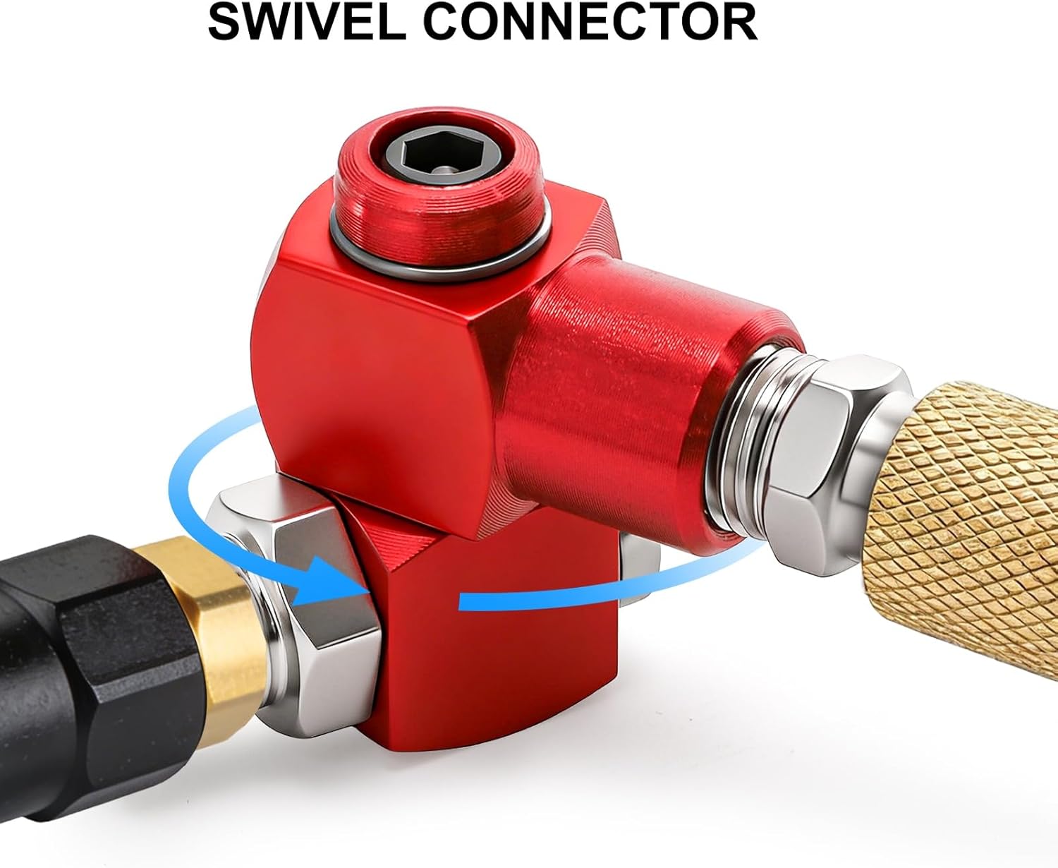 DEAYOU 4 Pack NPT 360 Degree Swivel Air Hose Fittings, 1/4 Inch Aluminum Male and Female Threads Air Hose Connector, Industrial Portable Pneumatic Tool Adapter, Red