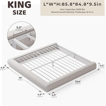 RECCI AirFrame Half-Moon Upholstered King Platform Bed Frame, Minimalist Velvet Curved Arched Base, 5 Inch Fully Round Cushioned Foam, No Box Spring Needed, Easy Assembly | Round Shaped