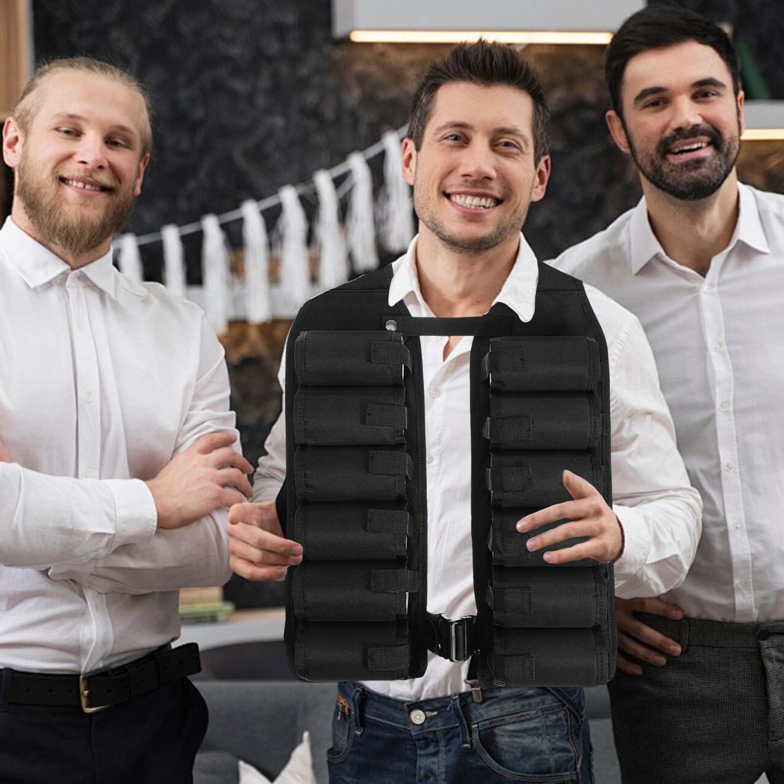 Biergürtel 12 Taschen,Chaleco Cerveza,Chaleco de Bebidas con 12 Bolsillos,Accesorios Cerveza,Cinturón de Cerveza,Chaleco para Cerveza,Cinturón Soporte Cerveza,Beer Holster
