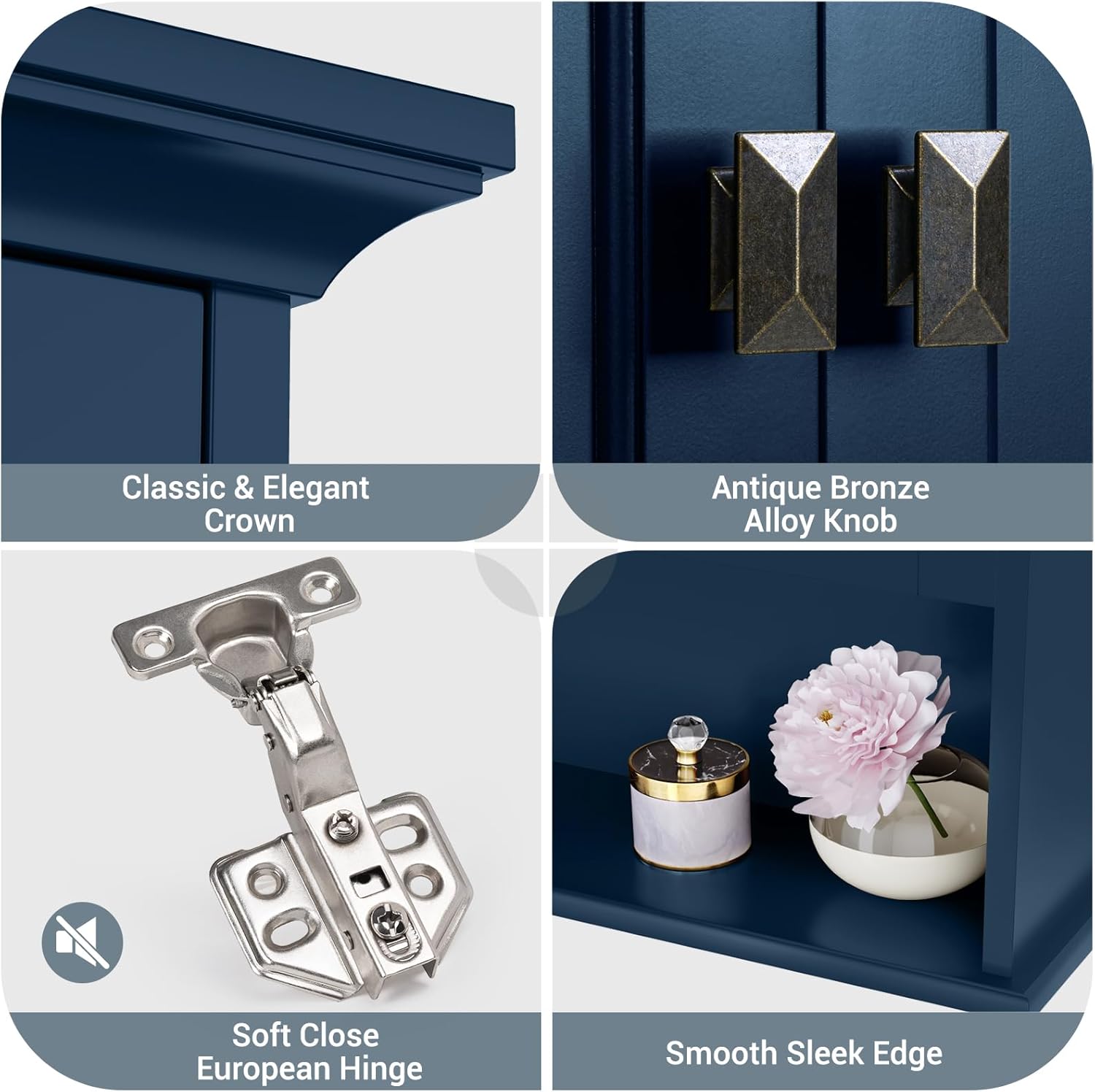 Bathroom Wall Cabinet, Wooden Medicine Cabinet Over Toilet Storage Cabinet with Doors and Adjustable Shelf Wall Mounted Storage Organizer Cabinet Above Toilet (Ultramarine)