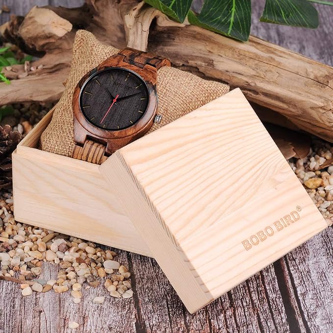 BOBO BIRD Orologio Da Uomo In Legno GT134 - Cronografo Quarzo Con Data, Cinturino Acciaio, Oro - 3