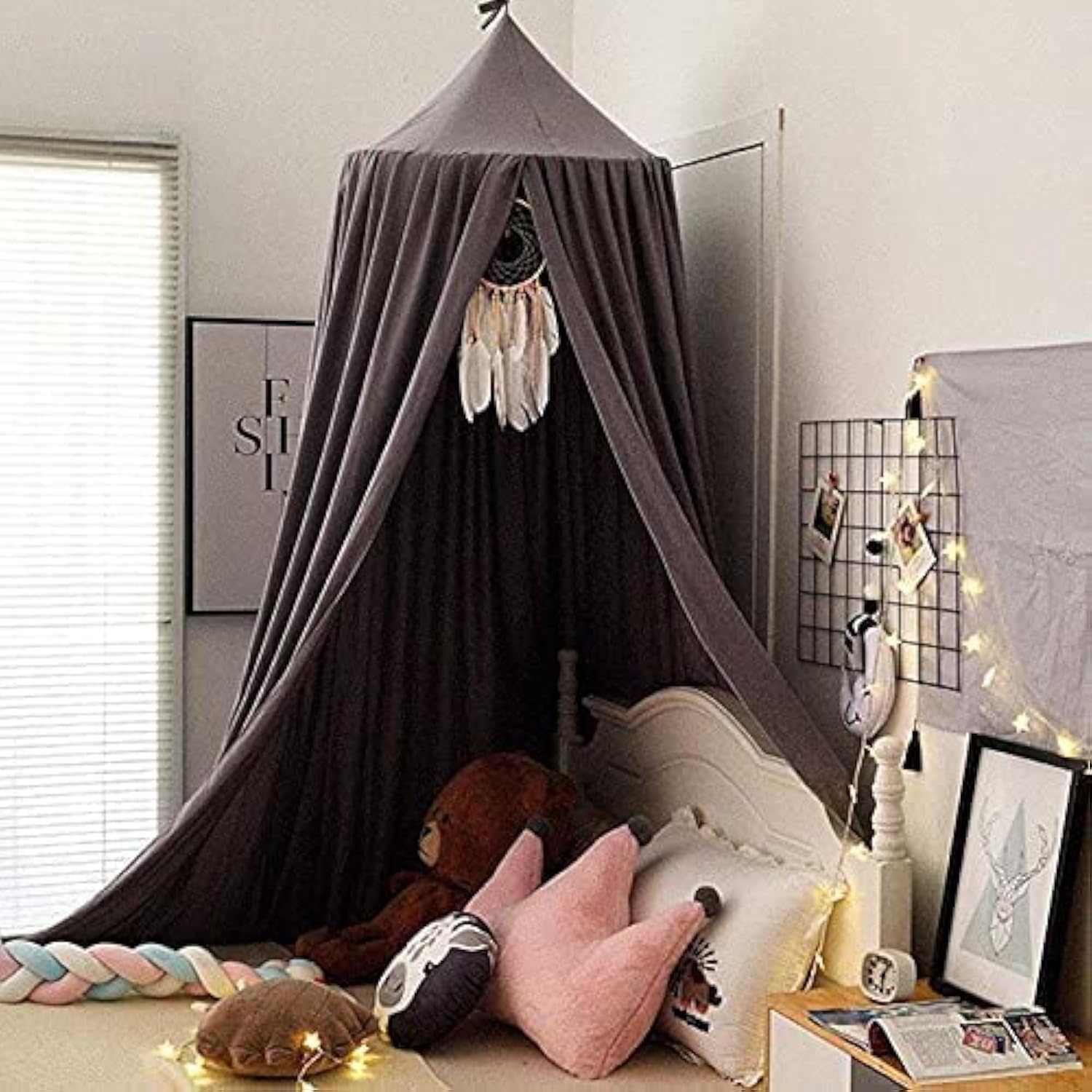 Baldachin Kinderzimmer Baby Baldachin Betthimmel Mädchen & Junge Hängende Moskiton für Schlafzimmer Spielzimmer Dekor Waschmaschinenfest Höhe 250cm