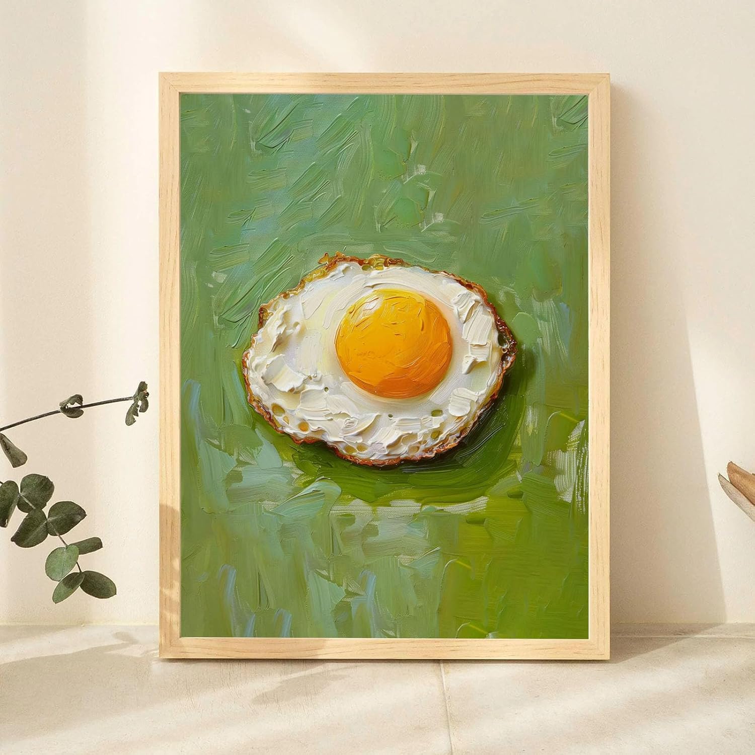 Vintage Kitchen Wall Decor Fried Egg Oil Painting Print Food Wall Pictures Retro Food Poster Oil Painting Artwork for Restaurant Table Kitchen Living Room Office Home Decorations，12"x16" Unframed - Image 6