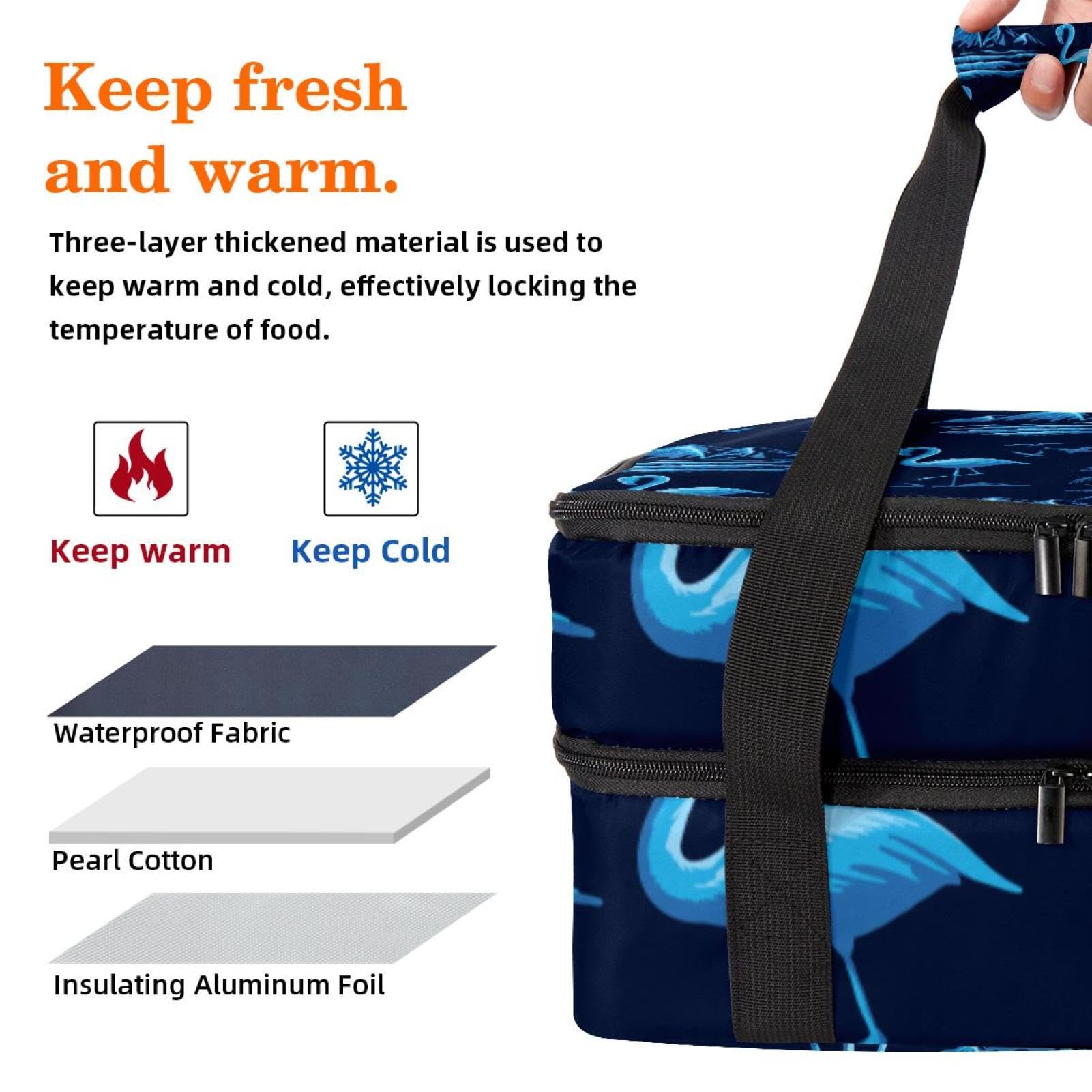 Grand sac à déjeuner isotherme pour homme et femme, double couche, étanche, étanche, réutilisable, sac fourre-tout pour le travail, l'école, le pique-nique, la plage, le camping, les voyages,