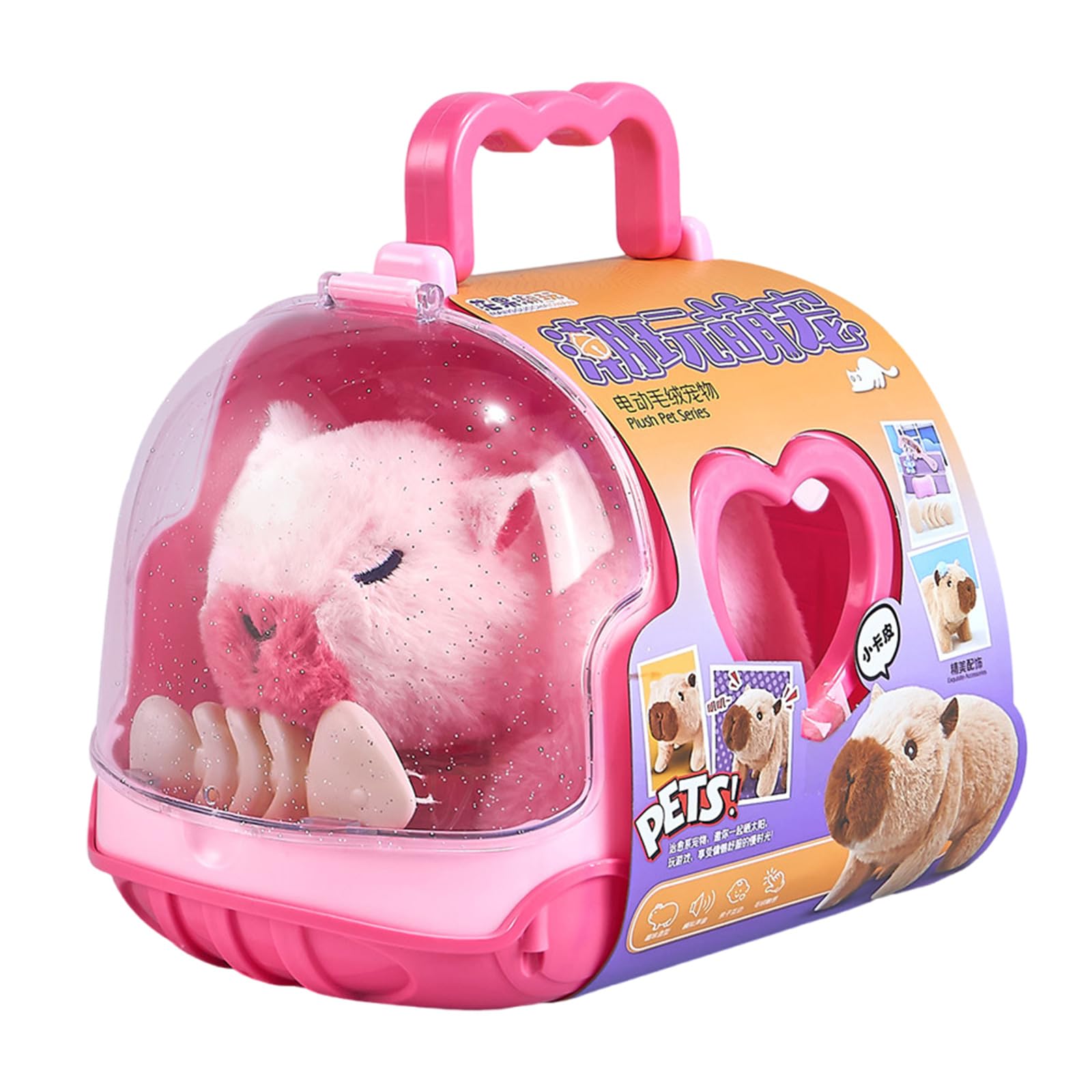 HDUBKHE Electric Pets Toys, Electric Pet Plush Animal Dolls Toy, Realistic Sound and Movement Soft Dolls, Sound Soft Plush Toy, Pet Raise Animal for Preschool Electrics Capybaras