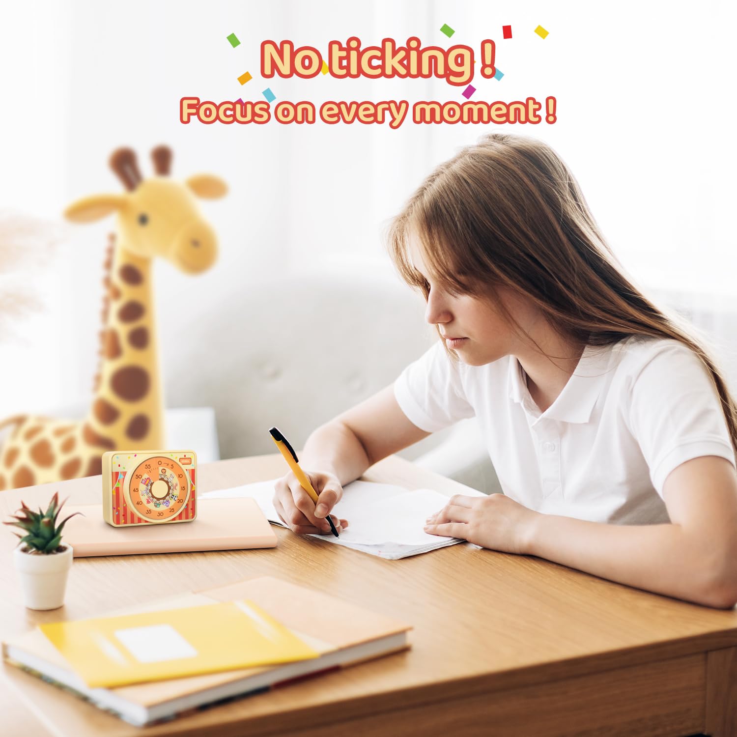 VOCOO Timer wizualny dla dzieci do klasy – 60-minutowy odliczanie, silny magnes do klasy, narzędzie do zarządzania czasem do szkoły i kuchni, uchwyt na lodówkę, baterie w zestawie (pomarańczowy)