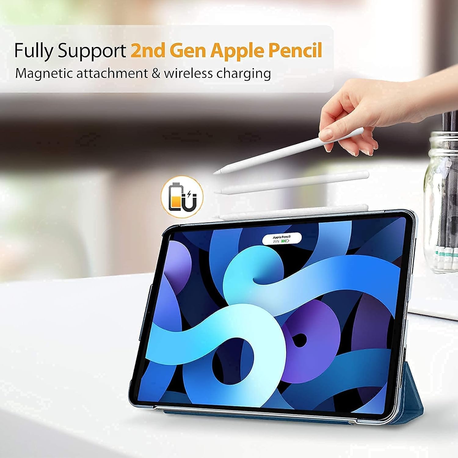 ProCase iPad Air 4 10.9 Inch 2020 / iPad Pro 11 2020 Privacy Screen Protector Bundle with iPad Air 4 Case 10.9 Inch 2020 with Tablet Sleeve Case