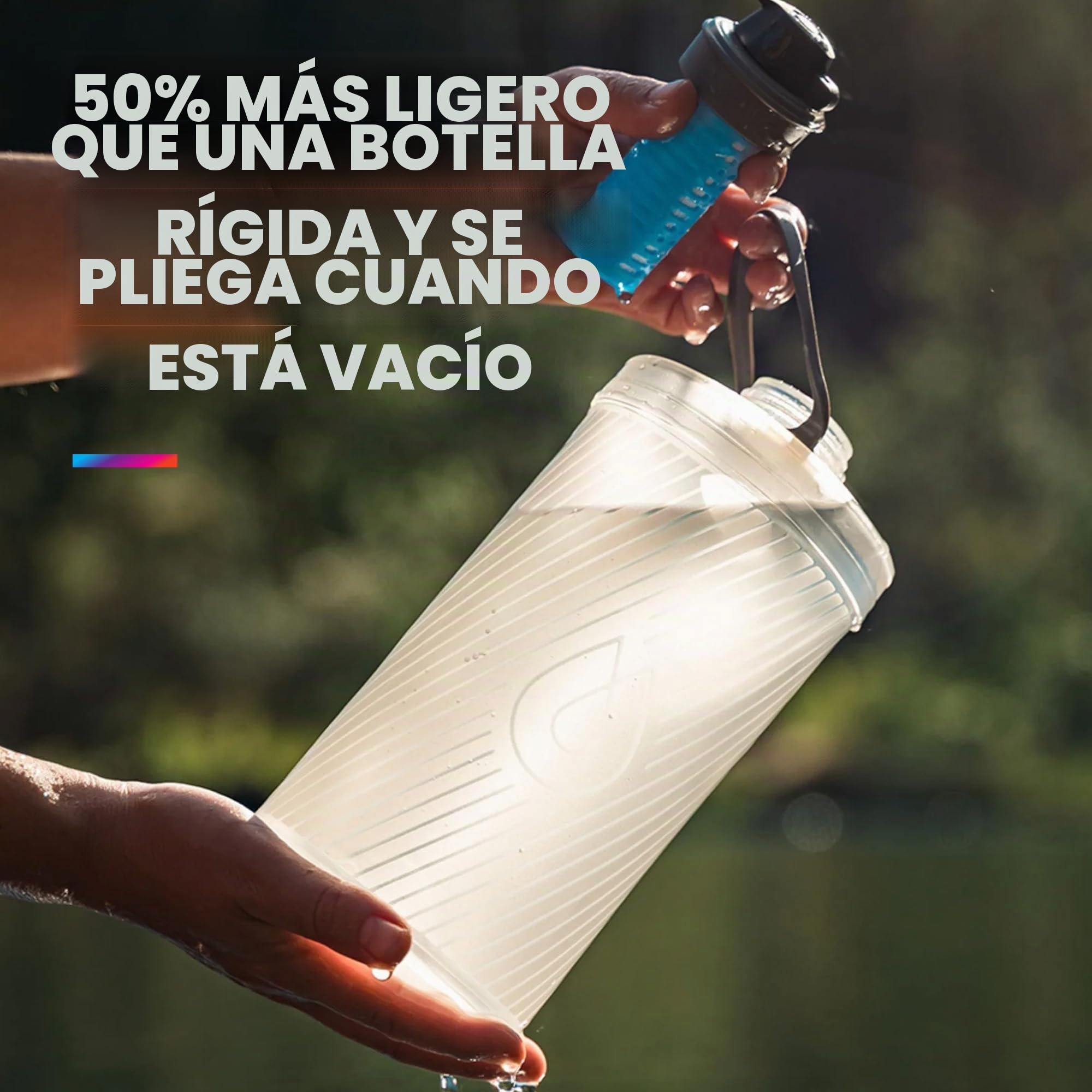 Bidón flexible FLUX 1.5L traslúcido con filtro