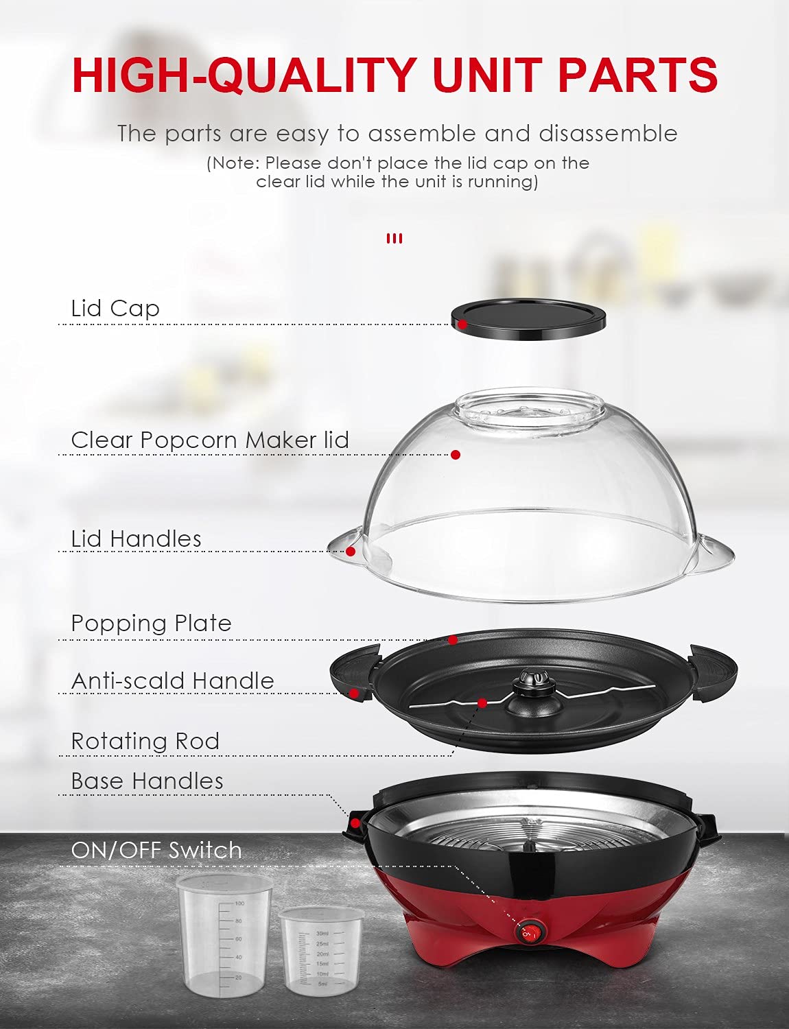 VINATO Macchina Per Popcorn 5 Litri - Antiaderente, Riscaldamento Veloce, Silenziosa - Foto 10