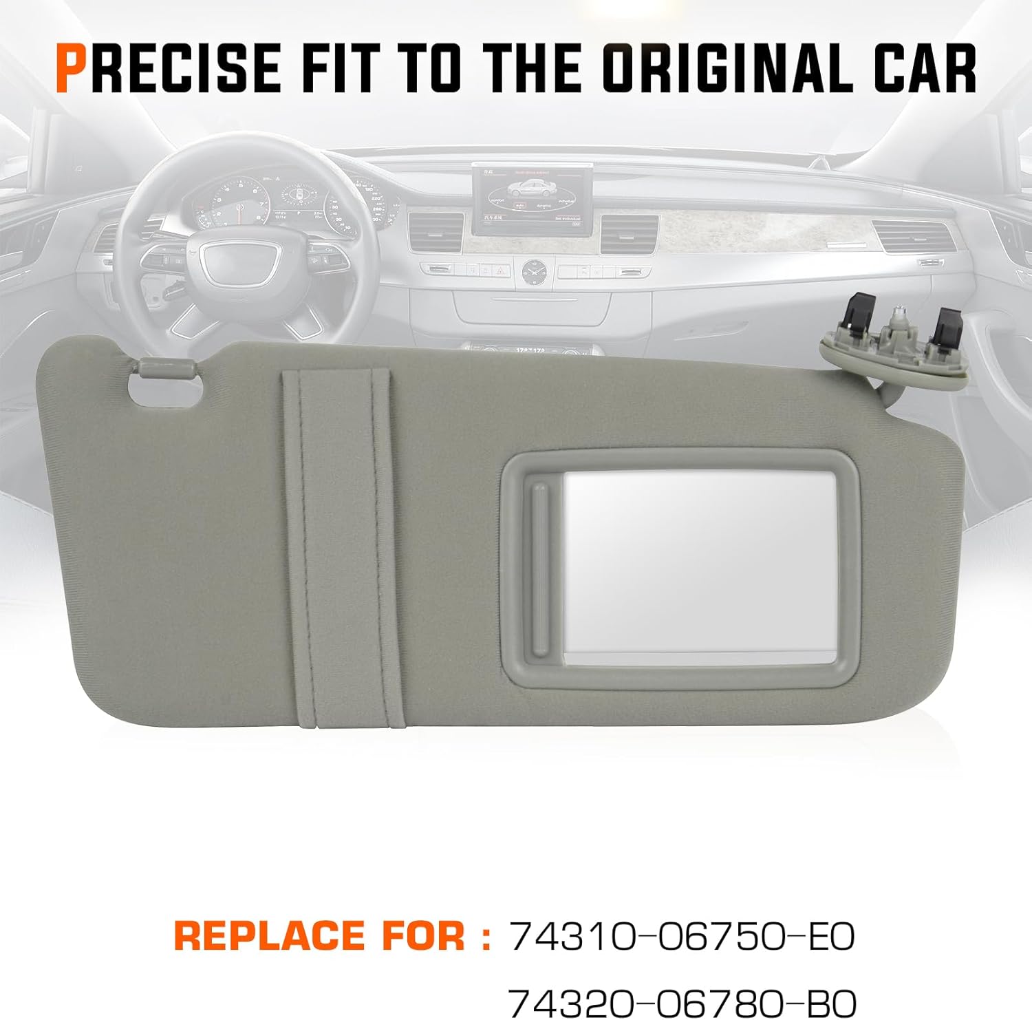 Youxmoto Sun Visor Left Driver & Right Passenger Side for Toyota Camry 2007 2008 2009 2010 2011 Without Sunroof, Gray Replaces # ‎74310-06750-E0, 74320-06780-B0