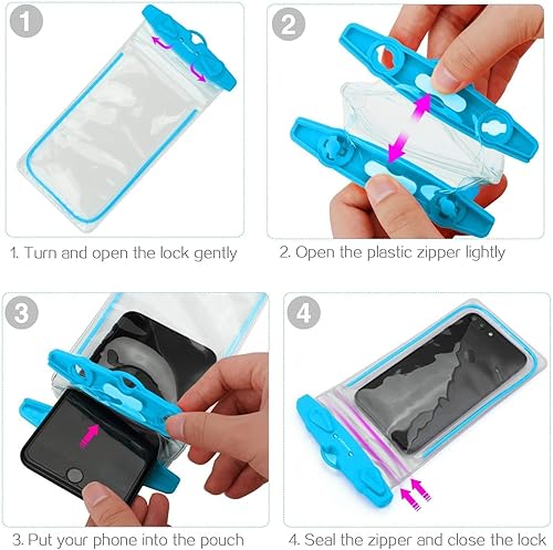 Miniatura 9 de LENPOW - Funda impermeable para teléfono, paquete de 4 bolsas universales impermeables con correa para el cuello, adorno luminoso para juegos