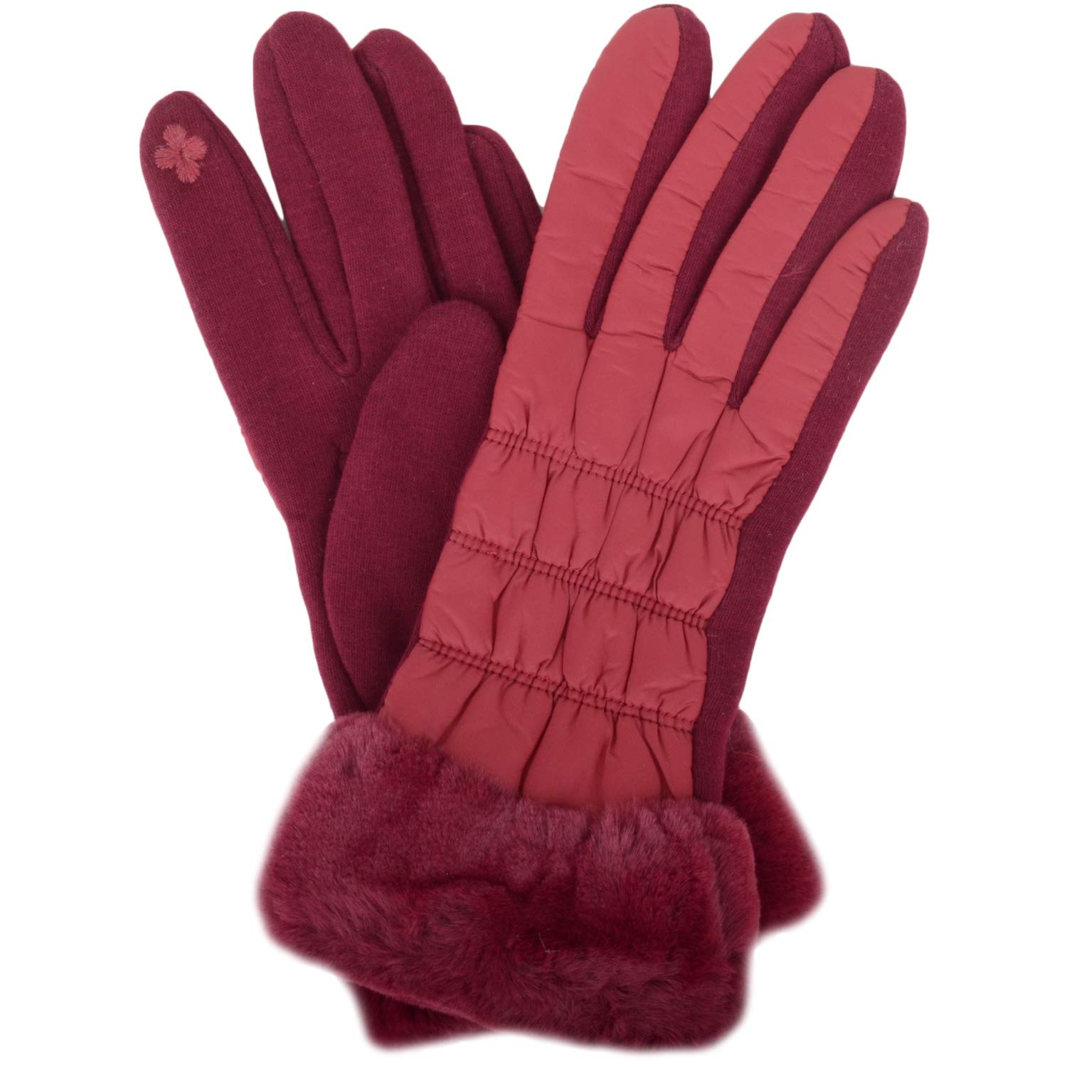 Snugrugs Women's Red Cosy Cold Winter Glove/Gloves With Super Soft Faux Fur Trim