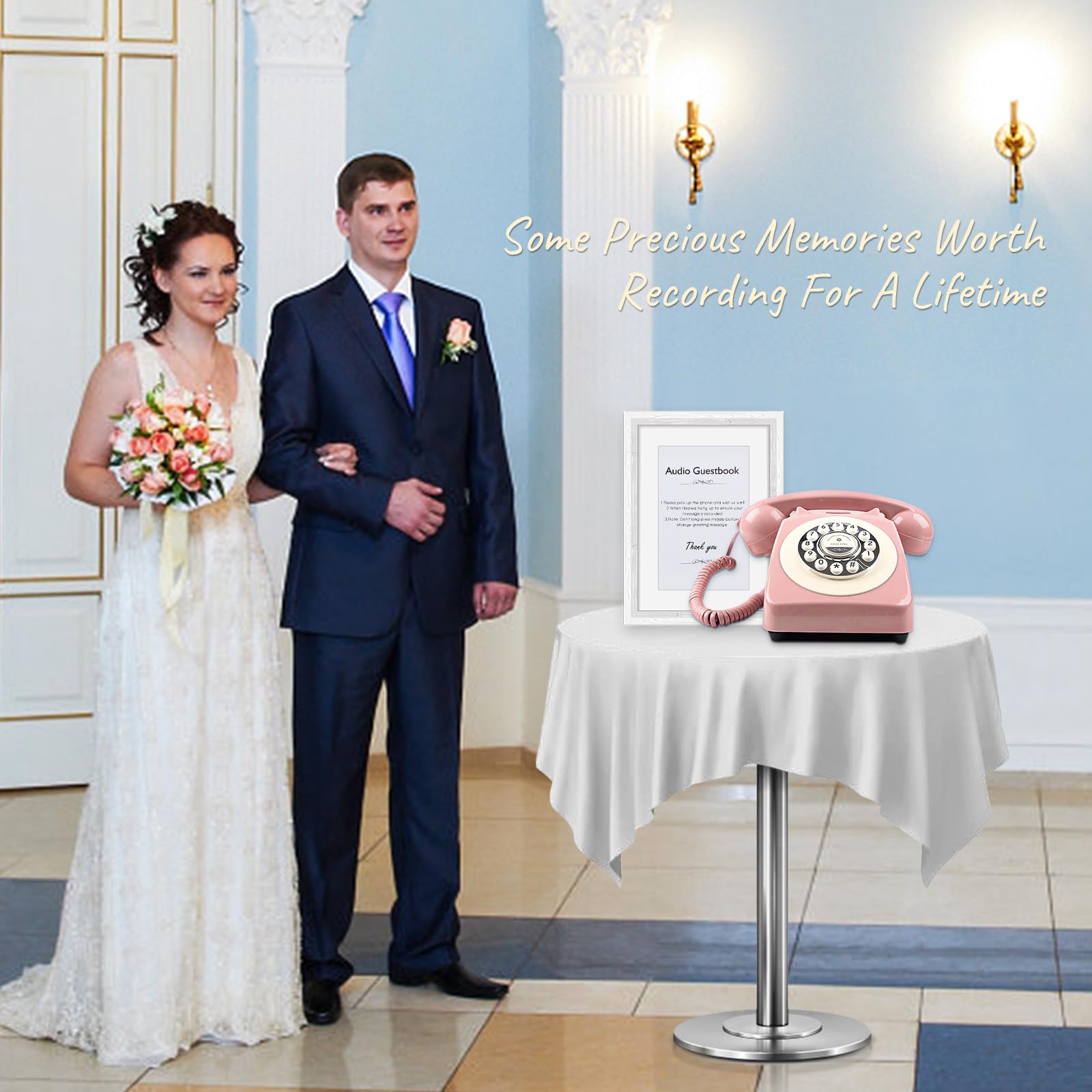 Libro de invitados de audio para mensajes personalizados para bodas, fiestas, cumpleaños y eventos, grabación de teléfono y alquileres, color beige