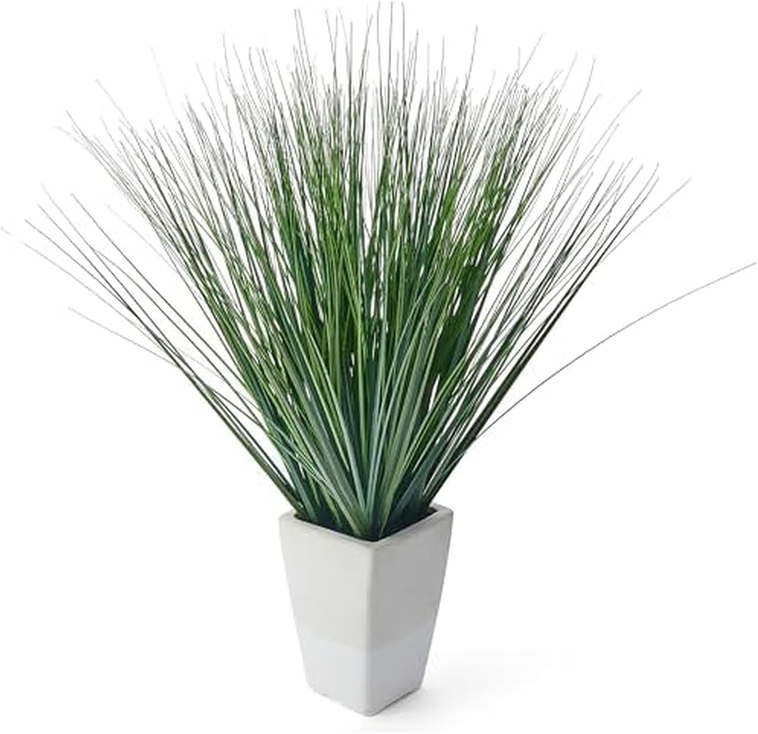 Elements Artificial Grass Plant in White Ceramic Pot, Realistic Look and Feel