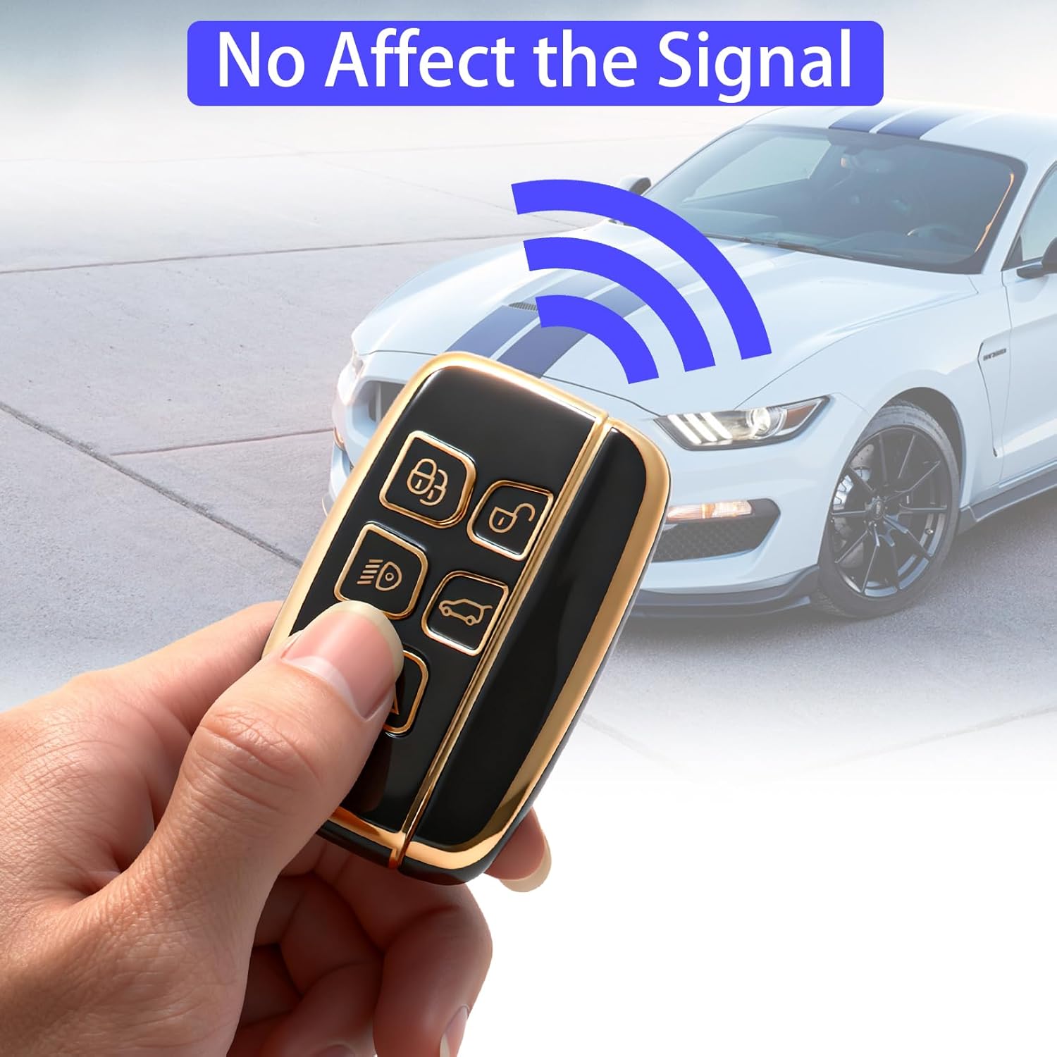 for Land Rover Key Fob Cover 5 Button Soft TPU with Keychain Full Protection Key Case Fits for Range Rover Evouge Sport Velar Discovery LR2 LR4, for Jaguar XE XF XJ XJL Accessories, A Black - Image 4