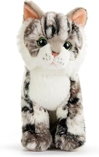DEMDACO 5004810083 Animalcraft Maine Coon Cat Grey and White 4.5 x 9 Inch Polyester Soft Cuddly Plush Stuffed Animal